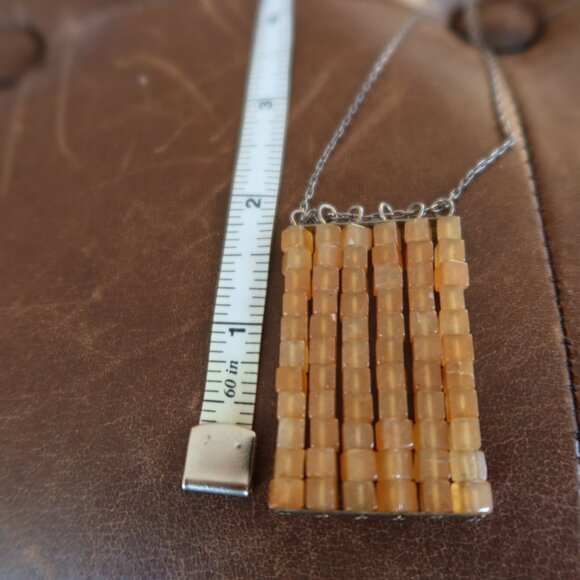 Orange aventurine quartz beads&sterling silver Sherzada necklace pendant 15"-18" - Picture 15 of 16